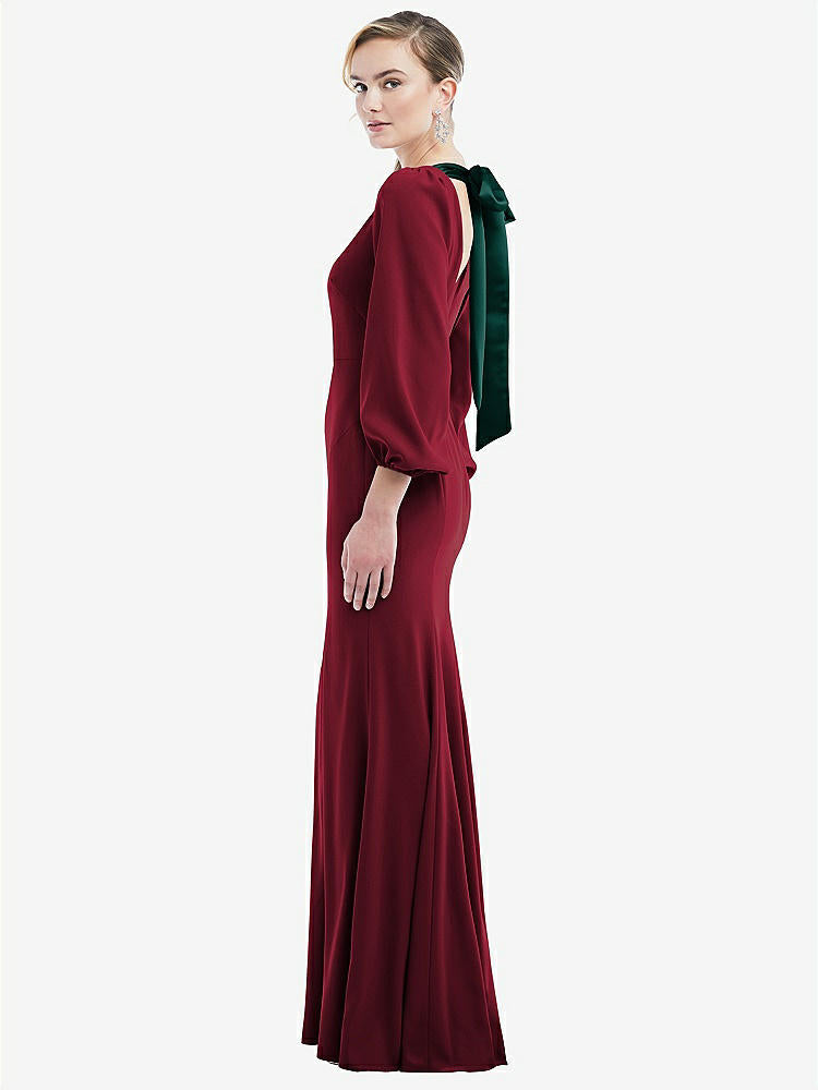【NEW】【STYLE: 3086】司教 袖 オープンバック トランペット ガウン スカーフ ネクタイ【COLOR: Burgundy &amp; Evergreen】【SIZE: 00-30W】