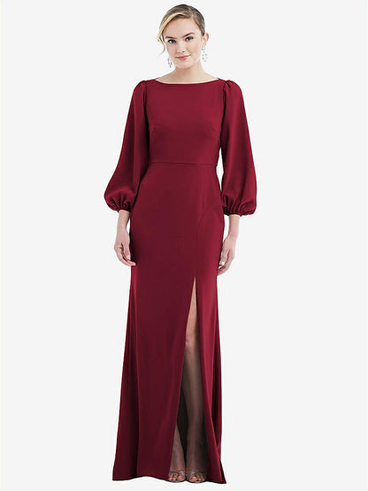 【NEW】【STYLE: 3086】司教 袖 オープンバック トランペット ガウン スカーフ ネクタイ【COLOR: Burgundy &amp; Evergreen】【SIZE: 00-30W】