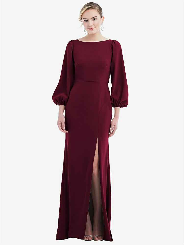 【NEW】【STYLE: 3086】司教 袖 オープンバック トランペット ガウン スカーフ ネクタイ【COLOR: Cabernet &amp; Evergreen】【SIZE: 00-30W】