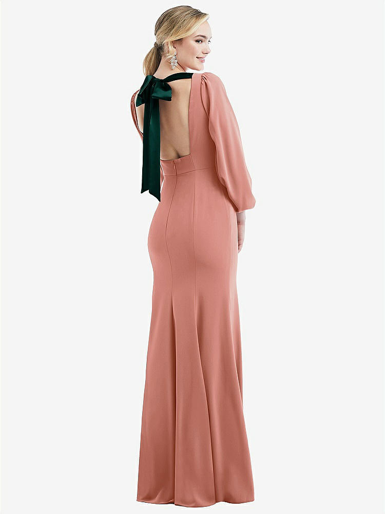 【NEW】【STYLE: 3086】司教 袖 オープンバック トランペット ガウン スカーフ ネクタイ【COLOR: Desert Rose &amp; Evergreen】【SIZE: 00-30W】
