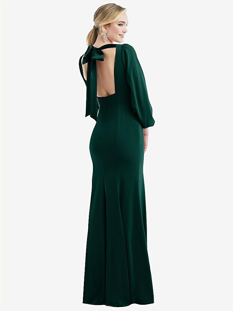 【NEW】【STYLE: 3086】司教 袖 オープンバック トランペット ガウン スカーフ ネクタイ【COLOR: Evergreen &amp; Evergreen】【SIZE: 00-30W】
