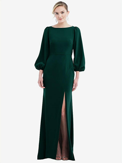 【NEW】【STYLE: 3086】司教 袖 オープンバック トランペット ガウン スカーフ ネクタイ【COLOR: Evergreen &amp; Evergreen】【SIZE: 00-30W】
