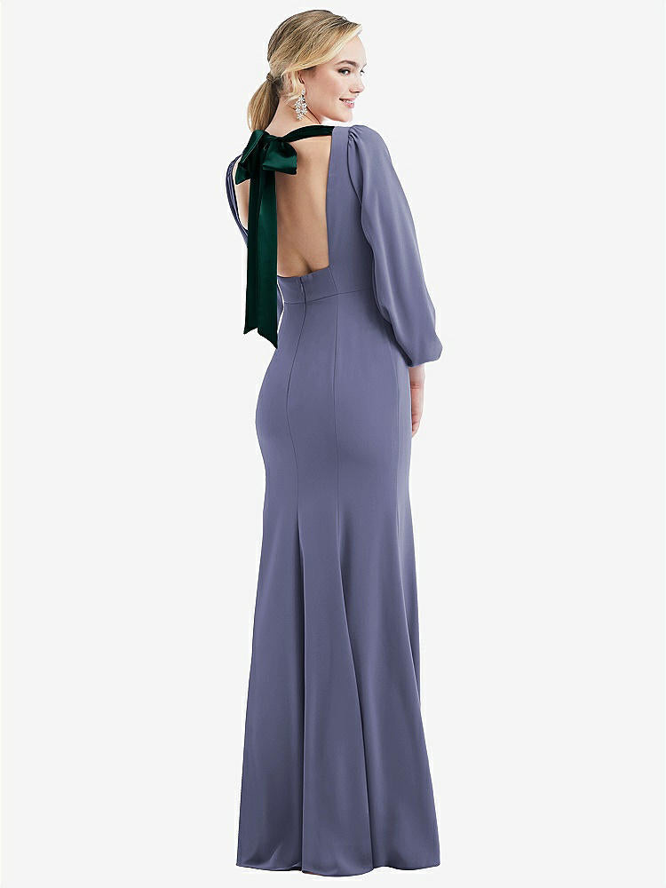 【NEW】【STYLE: 3086】司教 袖 オープンバック トランペット ガウン スカーフ ネクタイ【COLOR: French Blue &amp; Evergreen】【SIZE: 00-30W】