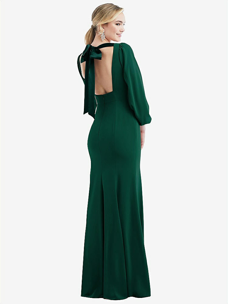 【NEW】【STYLE: 3086】司教 袖 オープンバック トランペット ガウン スカーフ ネクタイ【COLOR: Hunter Green &amp; Evergreen】【SIZE: 00-30W】