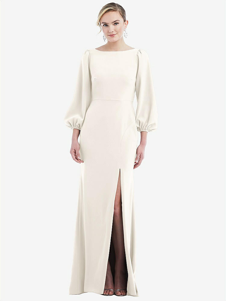 【NEW】【STYLE: 3086】司教 袖 オープンバック トランペット ガウン スカーフ ネクタイ【COLOR: Ivory &amp; Evergreen】【SIZE: 00-30W】
