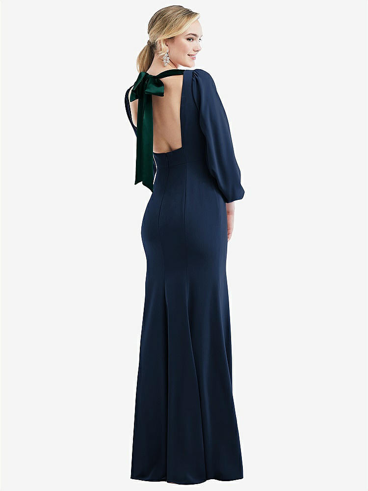 【NEW】【STYLE: 3086】司教 袖 オープンバック トランペット ガウン スカーフ ネクタイ【COLOR: Midnight Navy &amp; Evergreen】【SIZE: 00-30W】