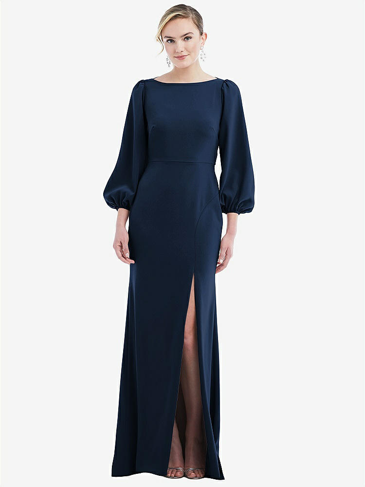 【NEW】【STYLE: 3086】司教 袖 オープンバック トランペット ガウン スカーフ ネクタイ【COLOR: Midnight Navy &amp; Evergreen】【SIZE: 00-30W】