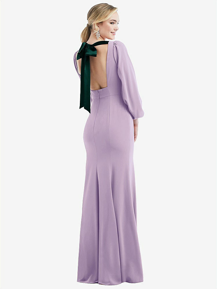 【NEW】【STYLE: 3086】司教 袖 オープンバック トランペット ガウン スカーフ ネクタイ【COLOR: Pale Purple &amp; Evergreen】【SIZE: 00-30W】