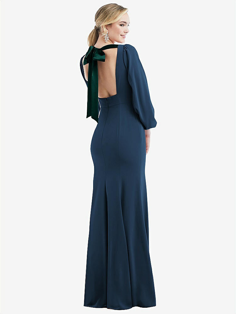 【NEW】【STYLE: 3086】司教 袖 オープンバック トランペット ガウン スカーフ ネクタイ【COLOR: Sofia Blue &amp; Evergreen】【SIZE: 00-30W】