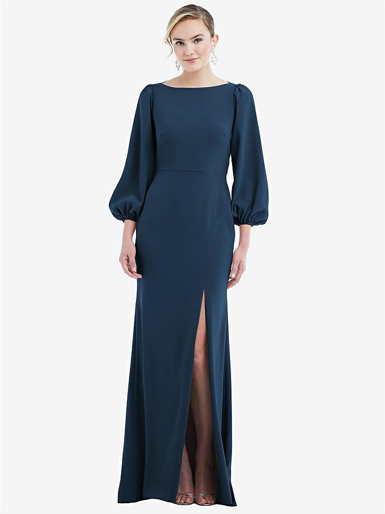 【NEW】【STYLE: 3086】司教 袖 オープンバック トランペット ガウン スカーフ ネクタイ【COLOR: Sofia Blue &amp; Evergreen】【SIZE: 00-30W】