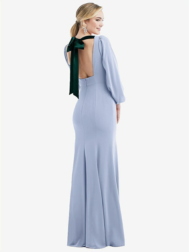 【NEW】【STYLE: 3086】司教 袖 オープンバック トランペット ガウン スカーフ ネクタイ【COLOR: Sky Blue &amp; Evergreen】【SIZE: 00-30W】