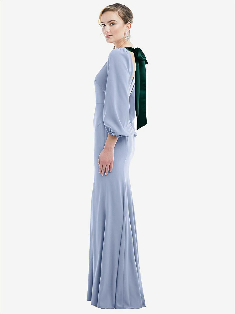 【NEW】【STYLE: 3086】司教 袖 オープンバック トランペット ガウン スカーフ ネクタイ【COLOR: Sky Blue &amp; Evergreen】【SIZE: 00-30W】