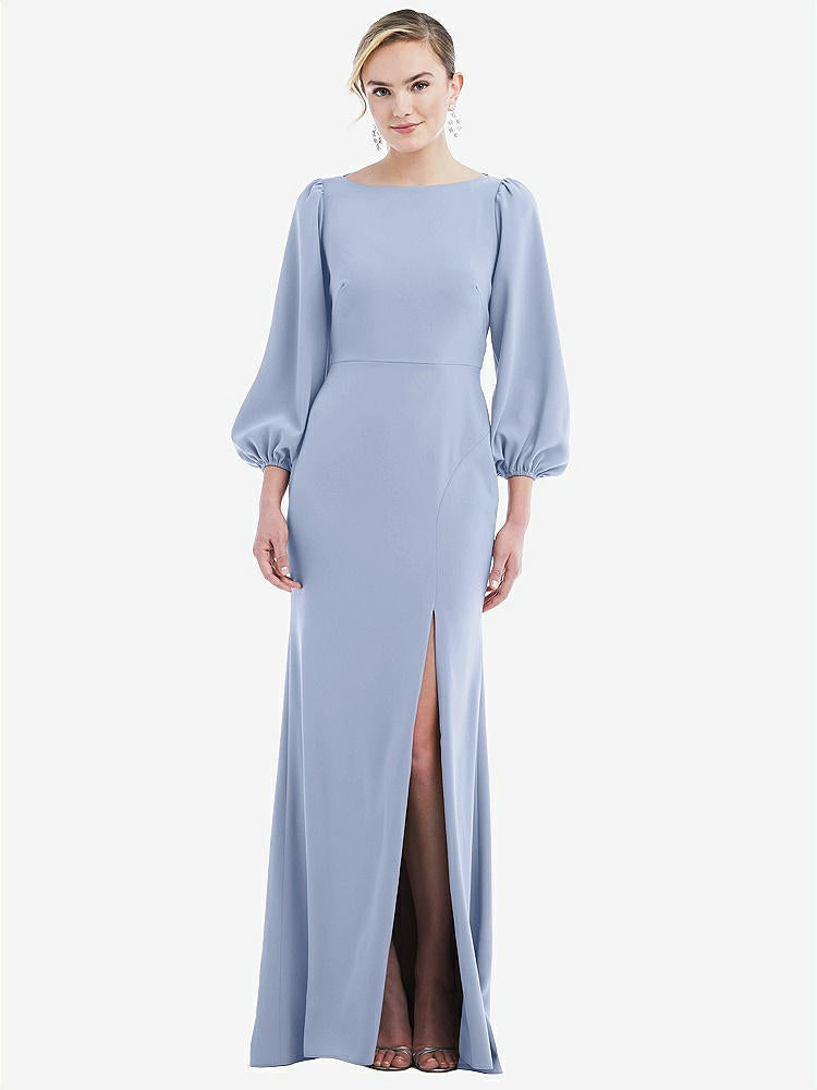 【NEW】【STYLE: 3086】司教 袖 オープンバック トランペット ガウン スカーフ ネクタイ【COLOR: Sky Blue &amp; Evergreen】【SIZE: 00-30W】
