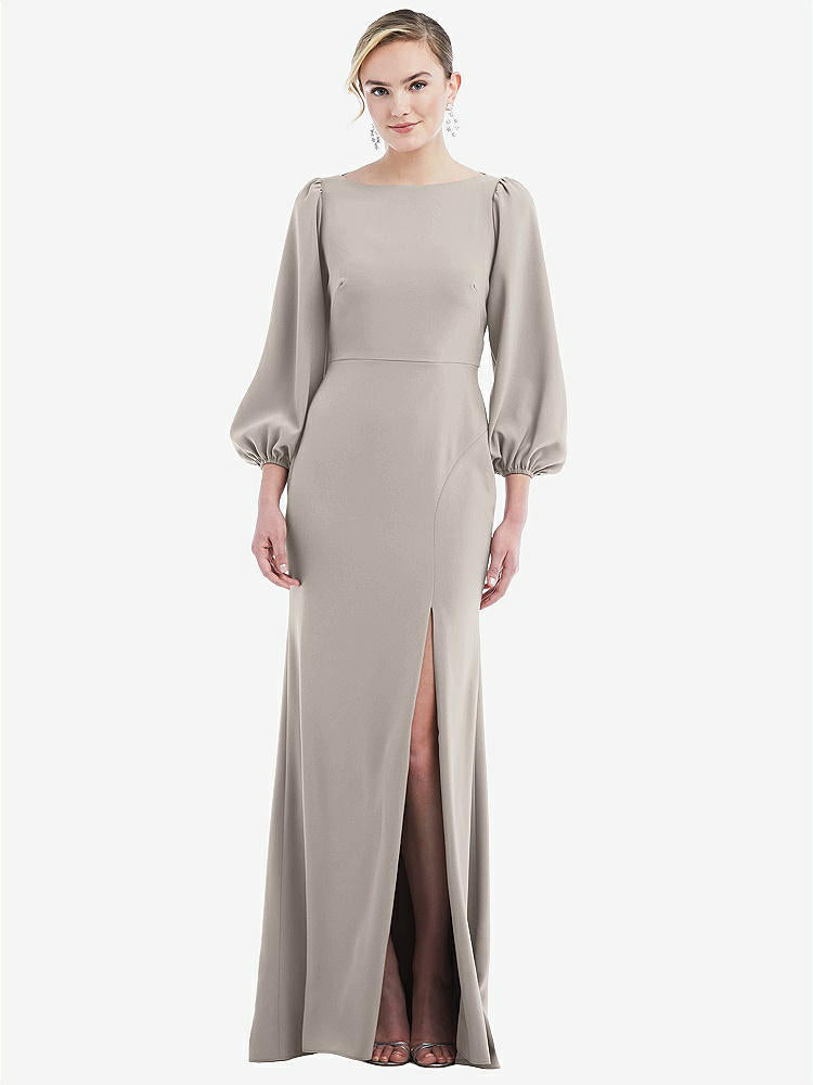 【NEW】【STYLE: 3086】司教 袖 オープンバック トランペット ガウン スカーフ ネクタイ【COLOR: Taupe &amp; Evergreen】【SIZE: 00-30W】