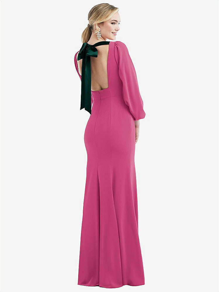 【NEW】【STYLE: 3086】司教 袖 オープンバック トランペット ガウン スカーフ ネクタイ【COLOR: Tea Rose &amp; Evergreen】【SIZE: 00-30W】