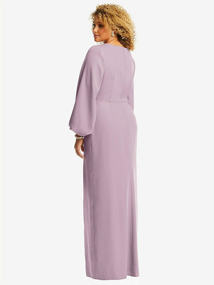 【NEW】【STYLE: 3083】長い パフ 袖 Vネック トランペット ガウン【COLOR: Suede Rose】【SIZE: 00-30W】