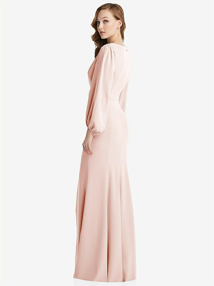 【NEW】【STYLE: 3083】長い パフ 袖 Vネック トランペット ガウン【COLOR: Blush】【SIZE: 00-30W】