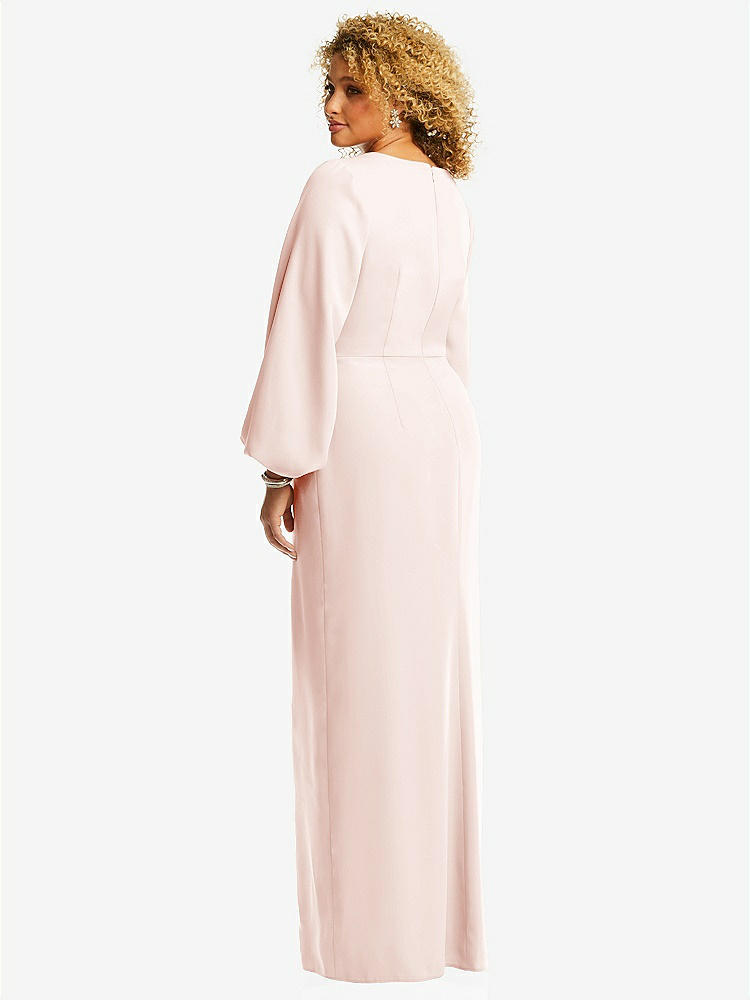 【NEW】【STYLE: 3083】長い パフ 袖 Vネック トランペット ガウン【COLOR: Blush】【SIZE: 00-30W】