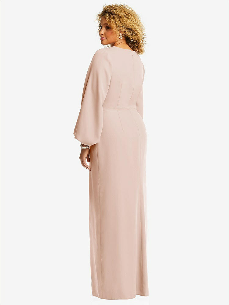 【NEW】【STYLE: 3083】長い パフ 袖 Vネック トランペット ガウン【COLOR: Cameo】【SIZE: 00-30W】