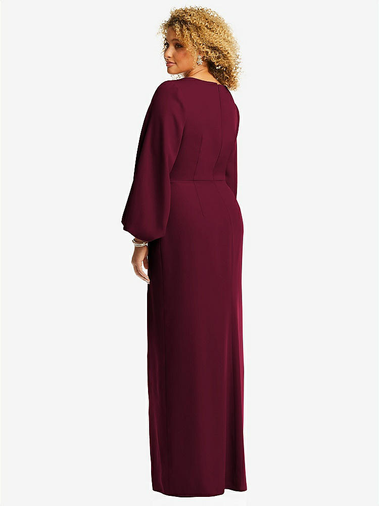 【NEW】【STYLE: 3083】長い パフ 袖 Vネック トランペット ガウン【COLOR: Cabernet】【SIZE: 00-30W】