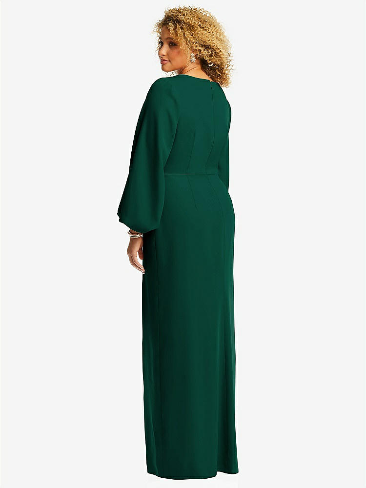 【NEW】【STYLE: 3083】長い パフ 袖 Vネック トランペット ガウン【COLOR: Hunter Green】【SIZE: 00-30W】