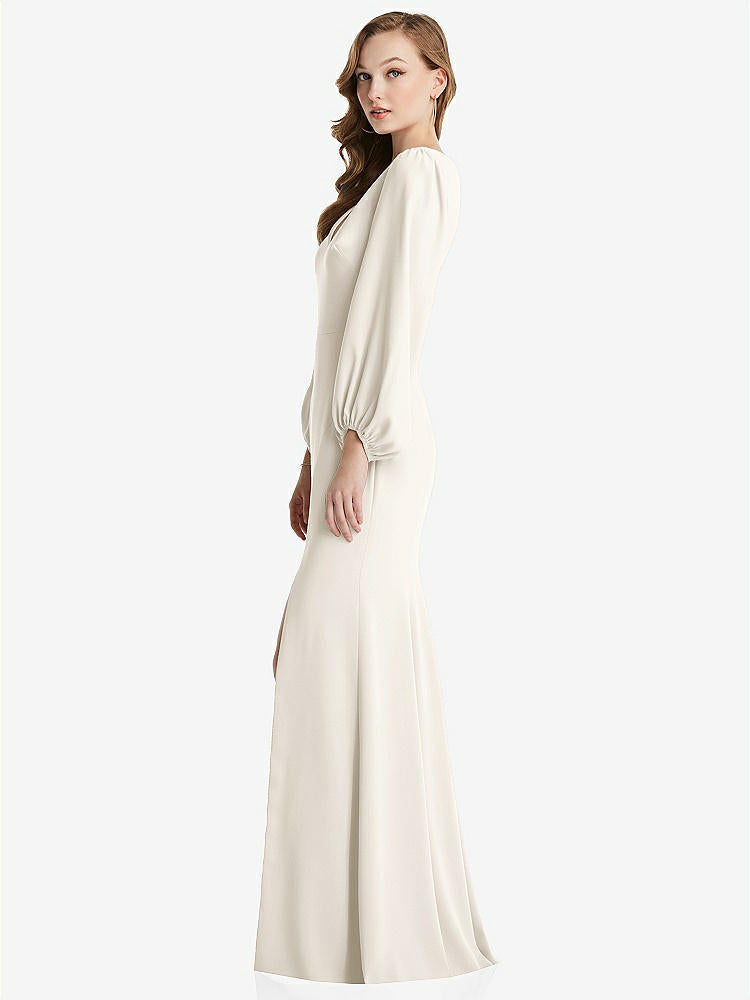 【NEW】【STYLE: 3083】長い パフ 袖 Vネック トランペット ガウン【COLOR: Ivory】【SIZE: 00-30W】