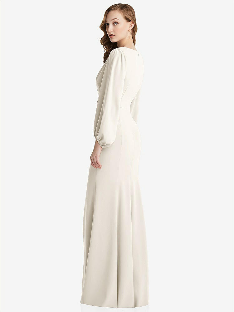 【NEW】【STYLE: 3083】長い パフ 袖 Vネック トランペット ガウン【COLOR: Ivory】【SIZE: 00-30W】