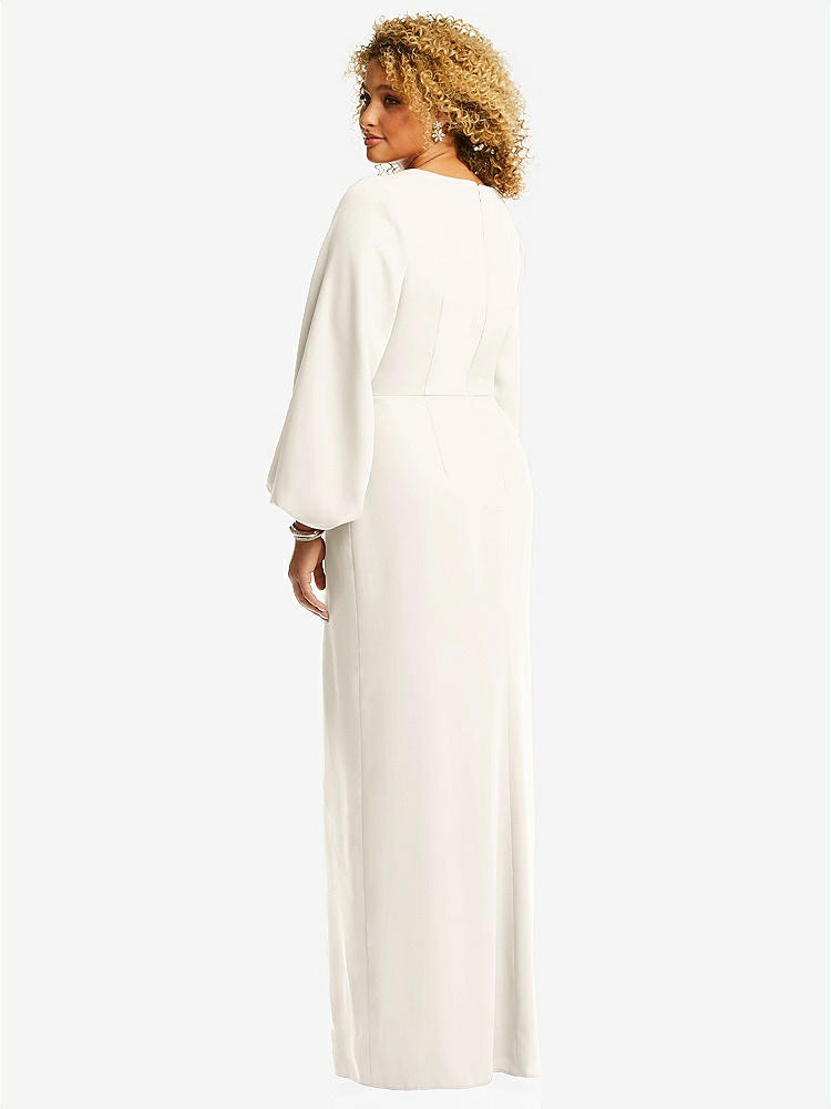 【NEW】【STYLE: 3083】長い パフ 袖 Vネック トランペット ガウン【COLOR: Ivory】【SIZE: 00-30W】