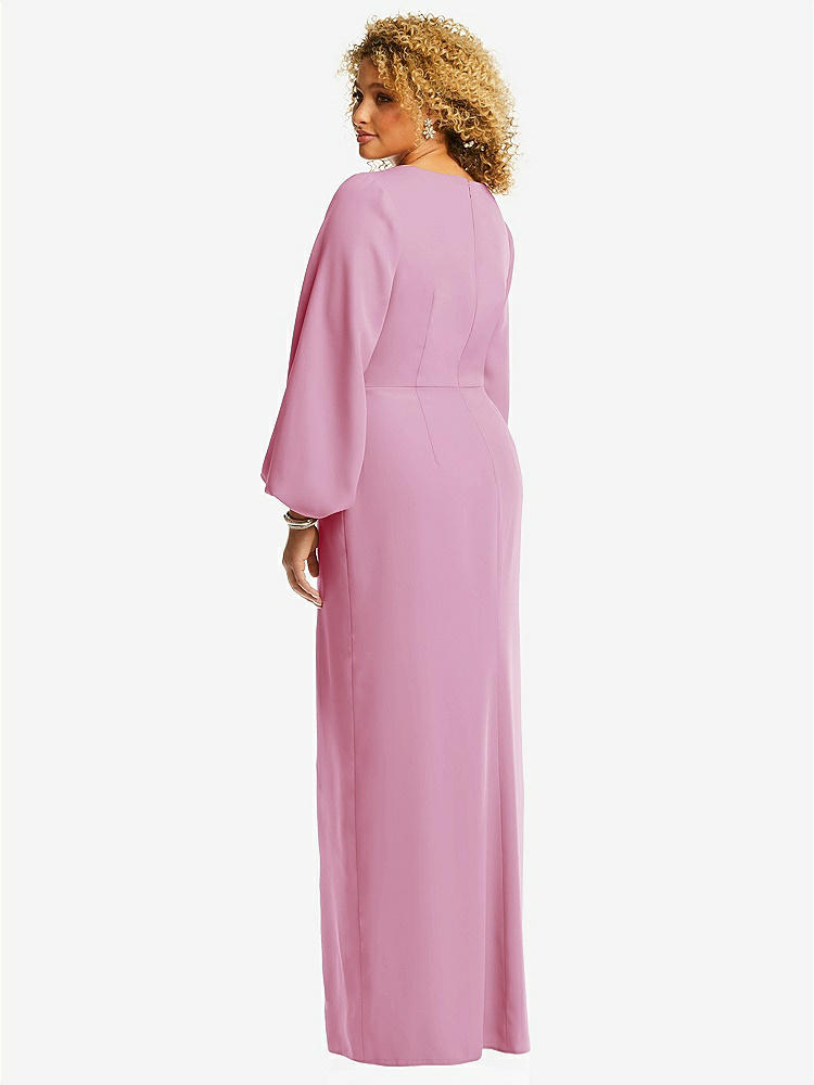 【NEW】【STYLE: 3083】長い パフ 袖 Vネック トランペット ガウン【COLOR: Powder Pink】【SIZE: 00-30W】