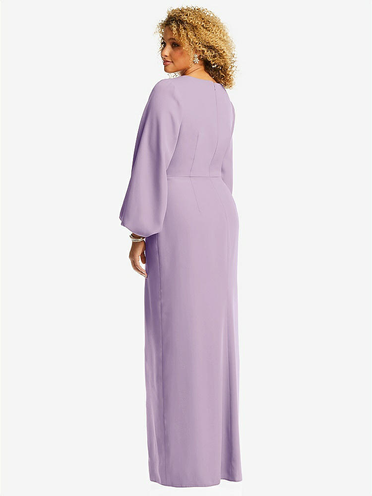 【NEW】【STYLE: 3083】長い パフ 袖 Vネック トランペット ガウン【COLOR: Pale Purple】【SIZE: 00-30W】