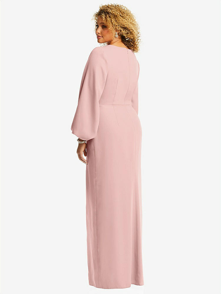 【NEW】【STYLE: 3083】長い パフ 袖 Vネック トランペット ガウン【COLOR: Rose - PANTONE Rose Quartz】【SIZE: 00-30W】