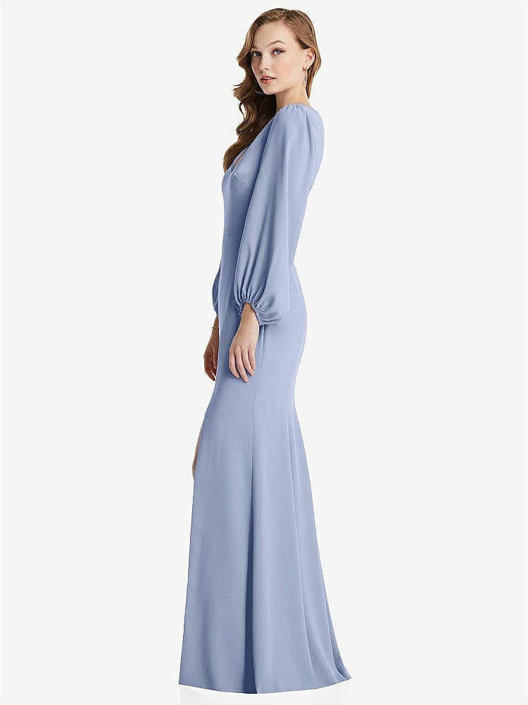 【NEW】【STYLE: 3083】長い パフ 袖 Vネック トランペット ガウン【COLOR: Sky Blue】【SIZE: 00-30W】