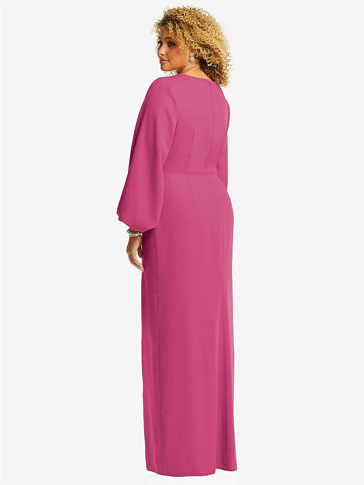 【NEW】【STYLE: 3083】長い パフ 袖 Vネック トランペット ガウン【COLOR: Tea Rose】【SIZE: 00-30W】
