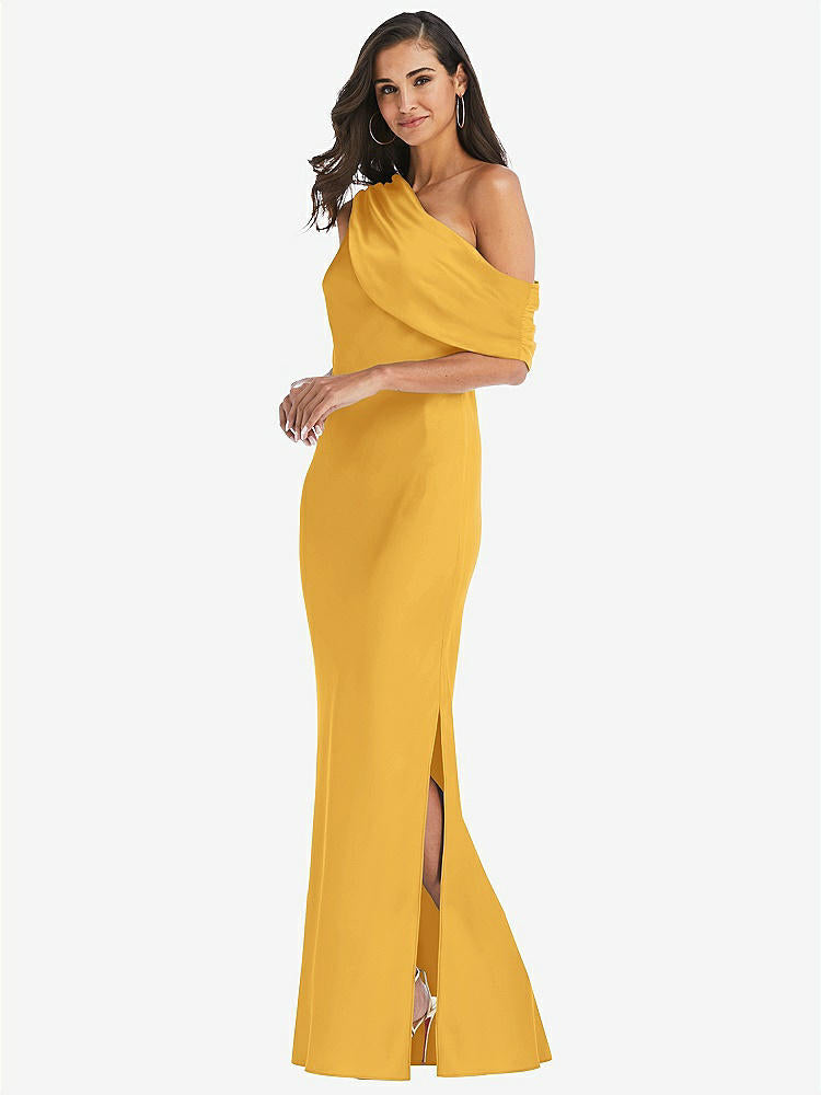 【NEW】【STYLE: 8210】ドレープ ワンショルダー コンバーチブル マキシ スリップ ドレス【COLOR: NYC Yellow】【SIZE: 00-30W】