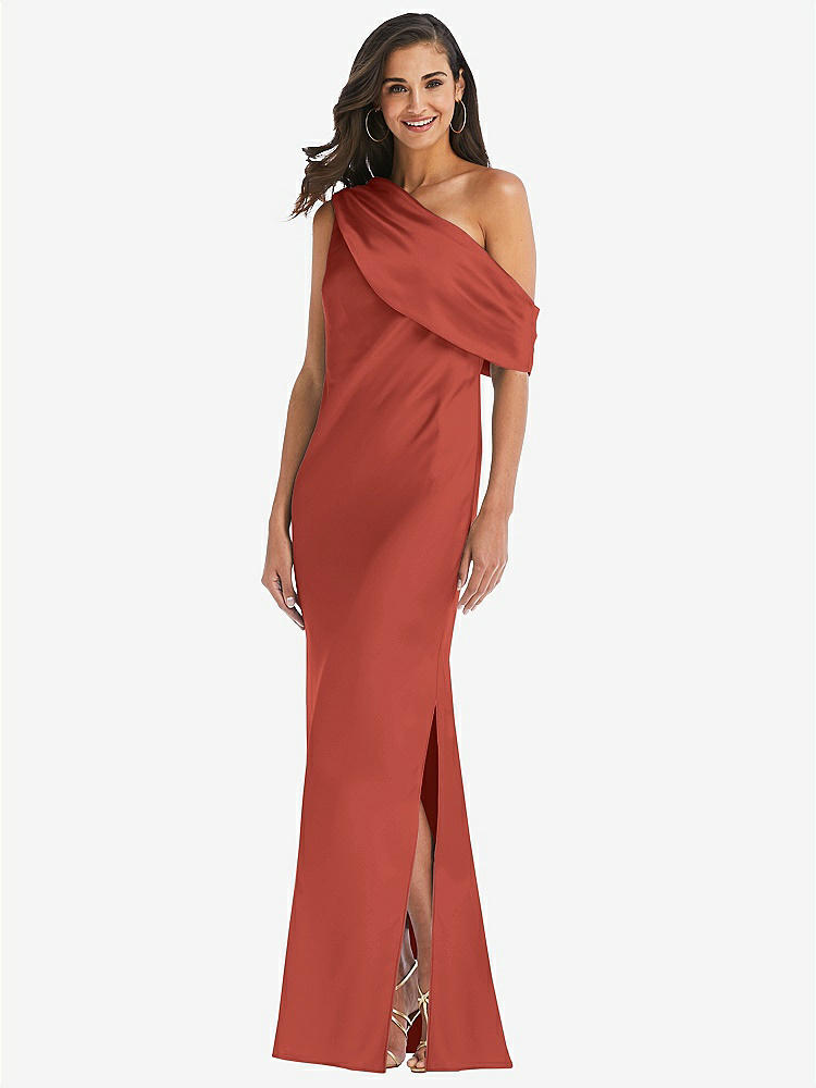 【STYLE: 8210】Draped One-Shoulder Convertible Maxi Slip Dress【COLOR: Amber Sunset】