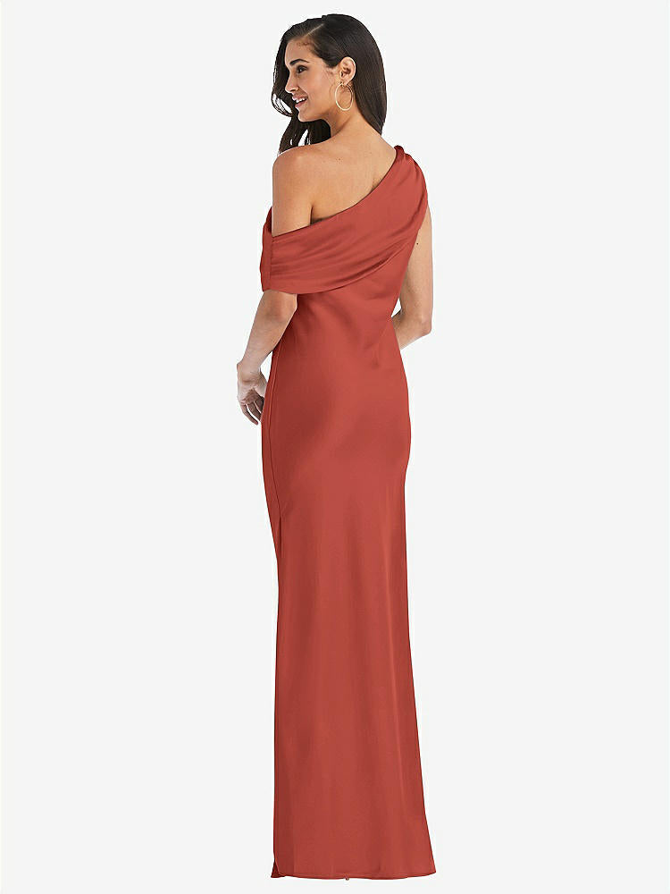 【STYLE: 8210】Draped One-Shoulder Convertible Maxi Slip Dress【COLOR: Amber Sunset】