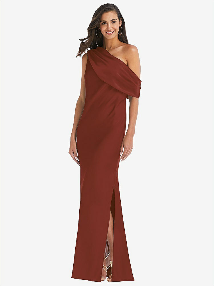 【STYLE: 8210】Draped One-Shoulder Convertible Maxi Slip Dress【COLOR: Auburn Moon】