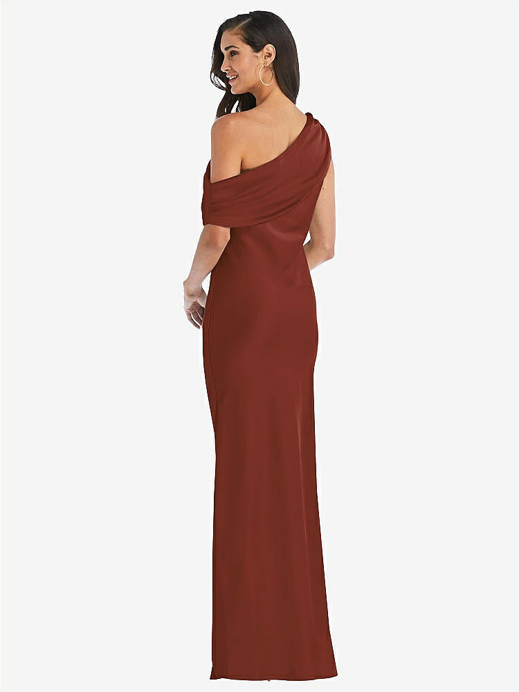 【STYLE: 8210】Draped One-Shoulder Convertible Maxi Slip Dress【COLOR: Auburn Moon】