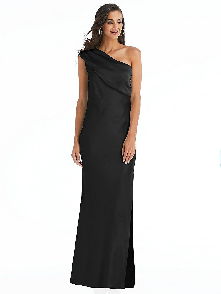 【STYLE: 8210】Draped One-Shoulder Convertible Maxi Slip Dress【COLOR: Black】
