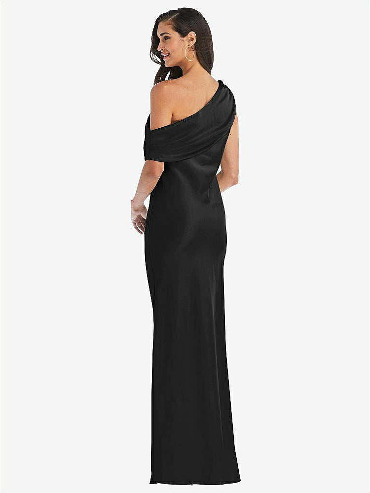 【STYLE: 8210】Draped One-Shoulder Convertible Maxi Slip Dress【COLOR: Black】