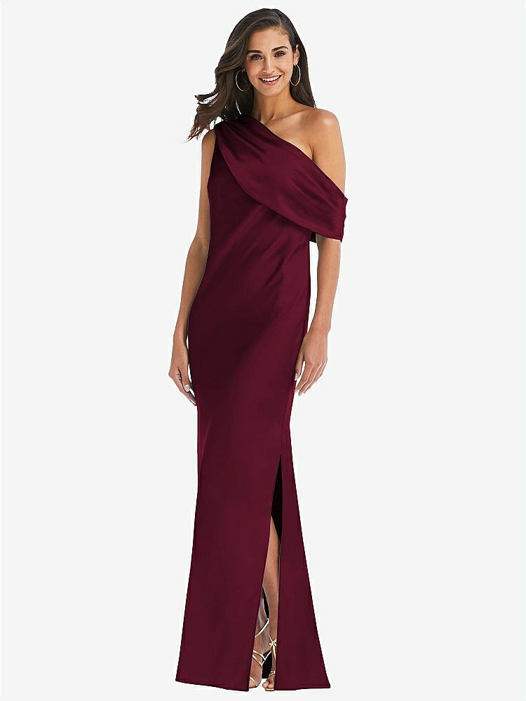 【NEW】【STYLE: 8210】ドレープ ワンショルダー コンバーチブル マキシ スリップ ドレス【COLOR: Cabernet】【SIZE: 00-30W】