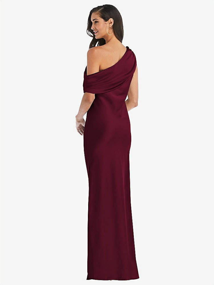 【NEW】【STYLE: 8210】ドレープ ワンショルダー コンバーチブル マキシ スリップ ドレス【COLOR: Cabernet】【SIZE: 00-30W】