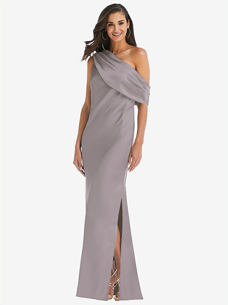 【NEW】【STYLE: 8210】ドレープ ワンショルダー コンバーチブル マキシ スリップ ドレス【COLOR: Cashmere Gray】【SIZE: 00-30W】
