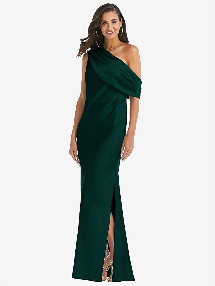 【STYLE: 8210】Draped One-Shoulder Convertible Maxi Slip Dress【COLOR: Evergreen】