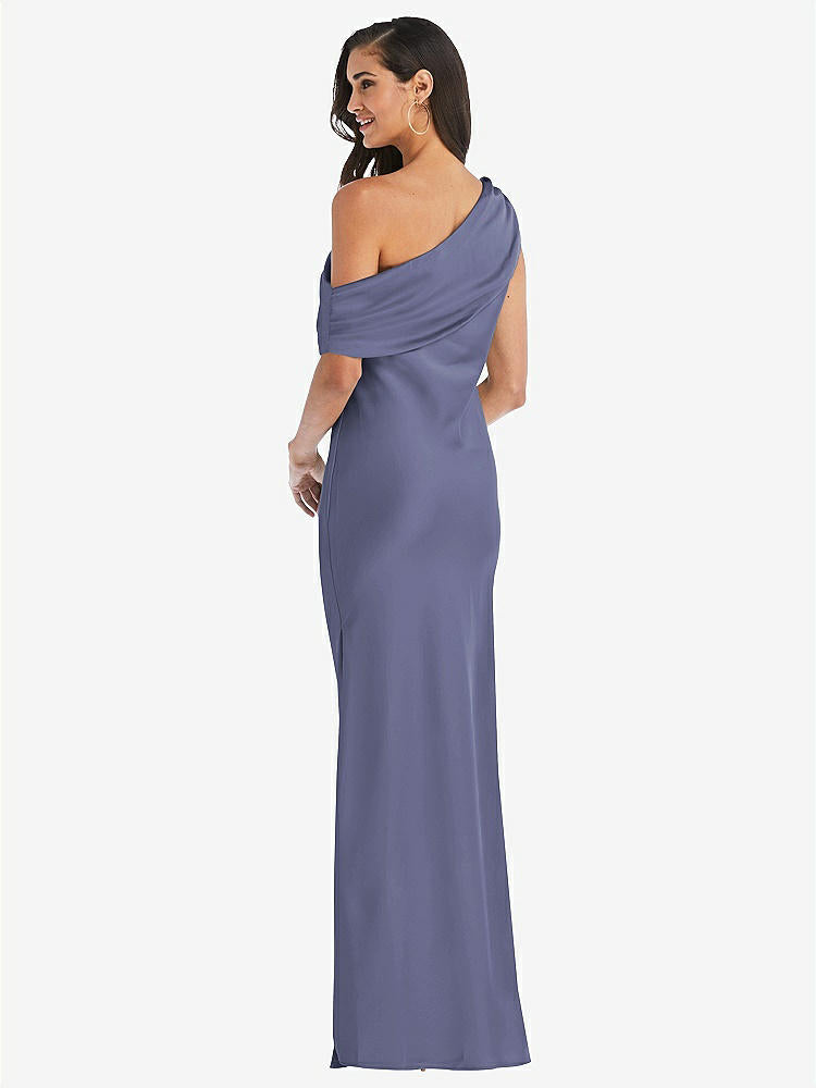 【STYLE: 8210】Draped One-Shoulder Convertible Maxi Slip Dress【COLOR: French Blue】