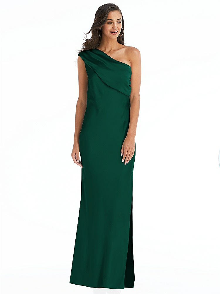 【STYLE: 8210】Draped One-Shoulder Convertible Maxi Slip Dress【COLOR: Hunter Green】