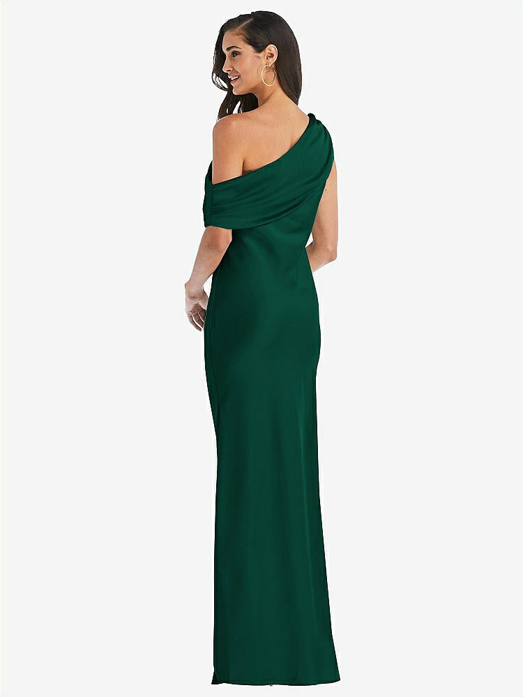 【STYLE: 8210】Draped One-Shoulder Convertible Maxi Slip Dress【COLOR: Hunter Green】