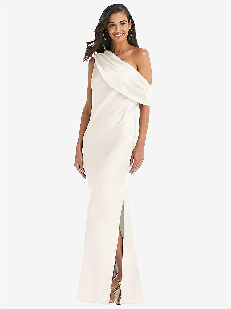 【STYLE: 8210】Draped One-Shoulder Convertible Maxi Slip Dress【COLOR: Ivory】
