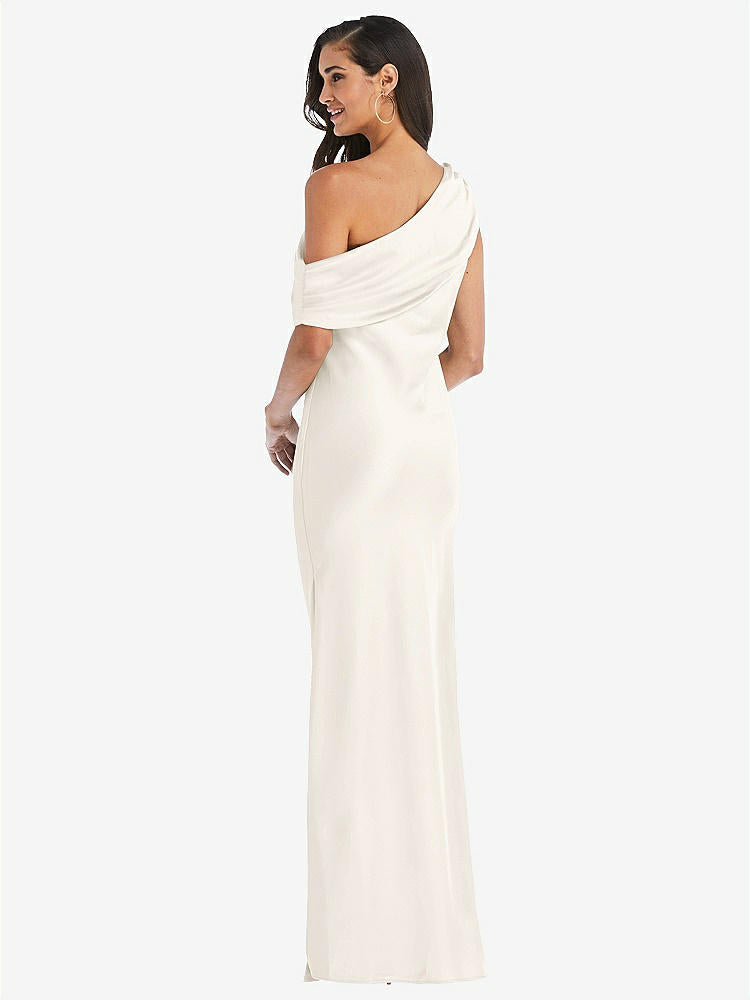 【STYLE: 8210】Draped One-Shoulder Convertible Maxi Slip Dress【COLOR: Ivory】