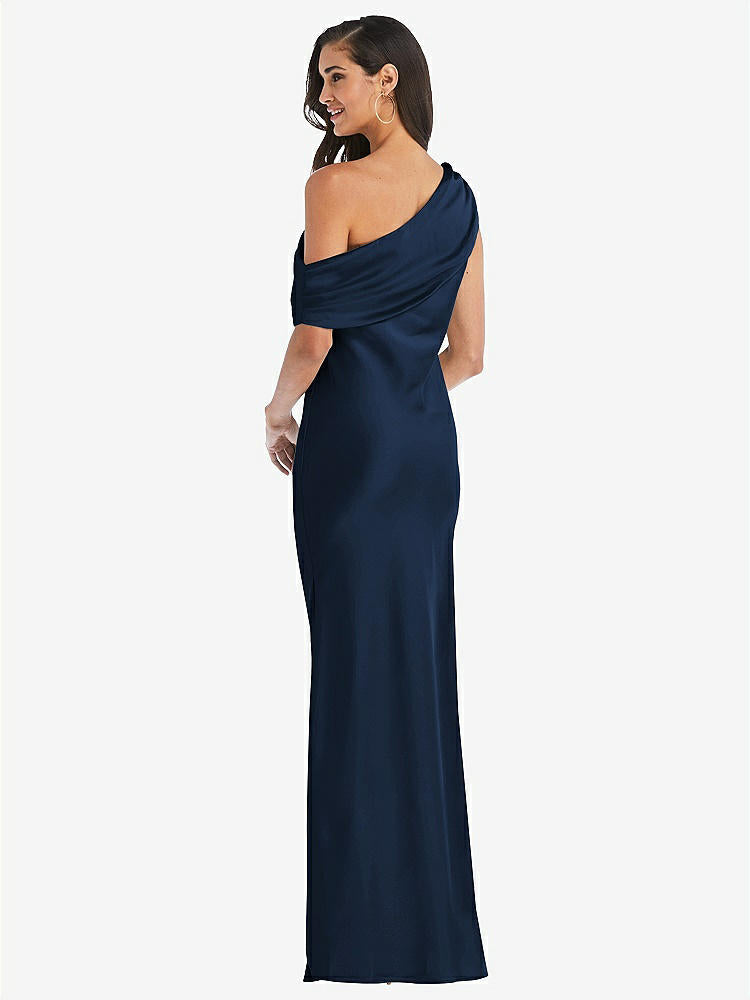 【STYLE: 8210】Draped One-Shoulder Convertible Maxi Slip Dress【COLOR: Midnight Navy】